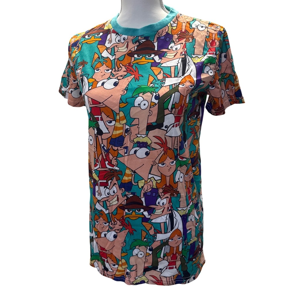 Cakeworthy X Disney Phineas and Ferb All Over T Shirt Unisex Small Y2K Perry